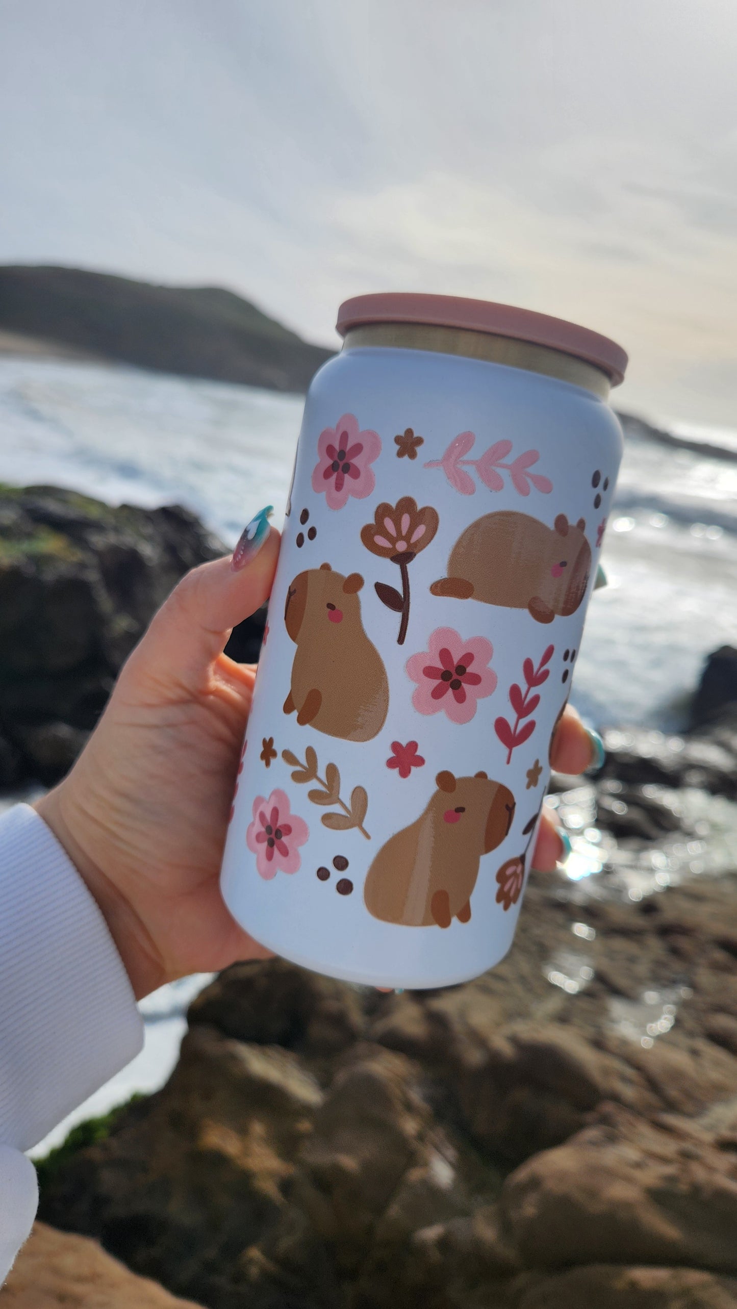 Capybara 16oz Double Wall Insulated Steel Soda Can Tumbler - Pre-Made - Ready to Ship