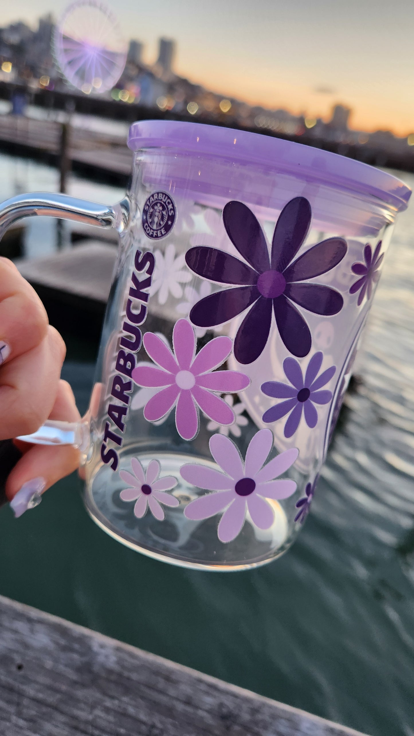 17oz Single Wall Glass Mug with Handle - Sanrio Kuromi Design -Ready to Ship