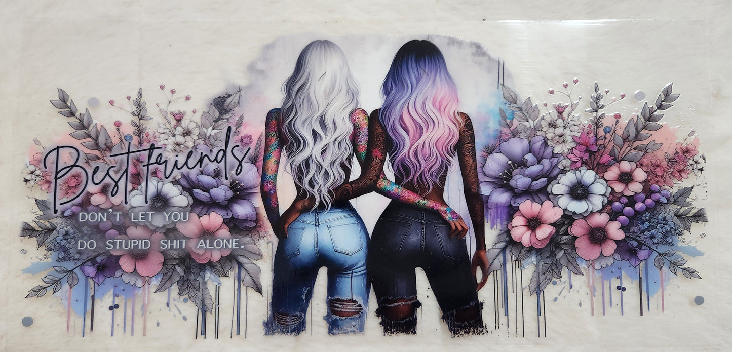 16oz UV DTF Wrap - Tattoo Diva Best Friends - Flowers - Ready to Apply