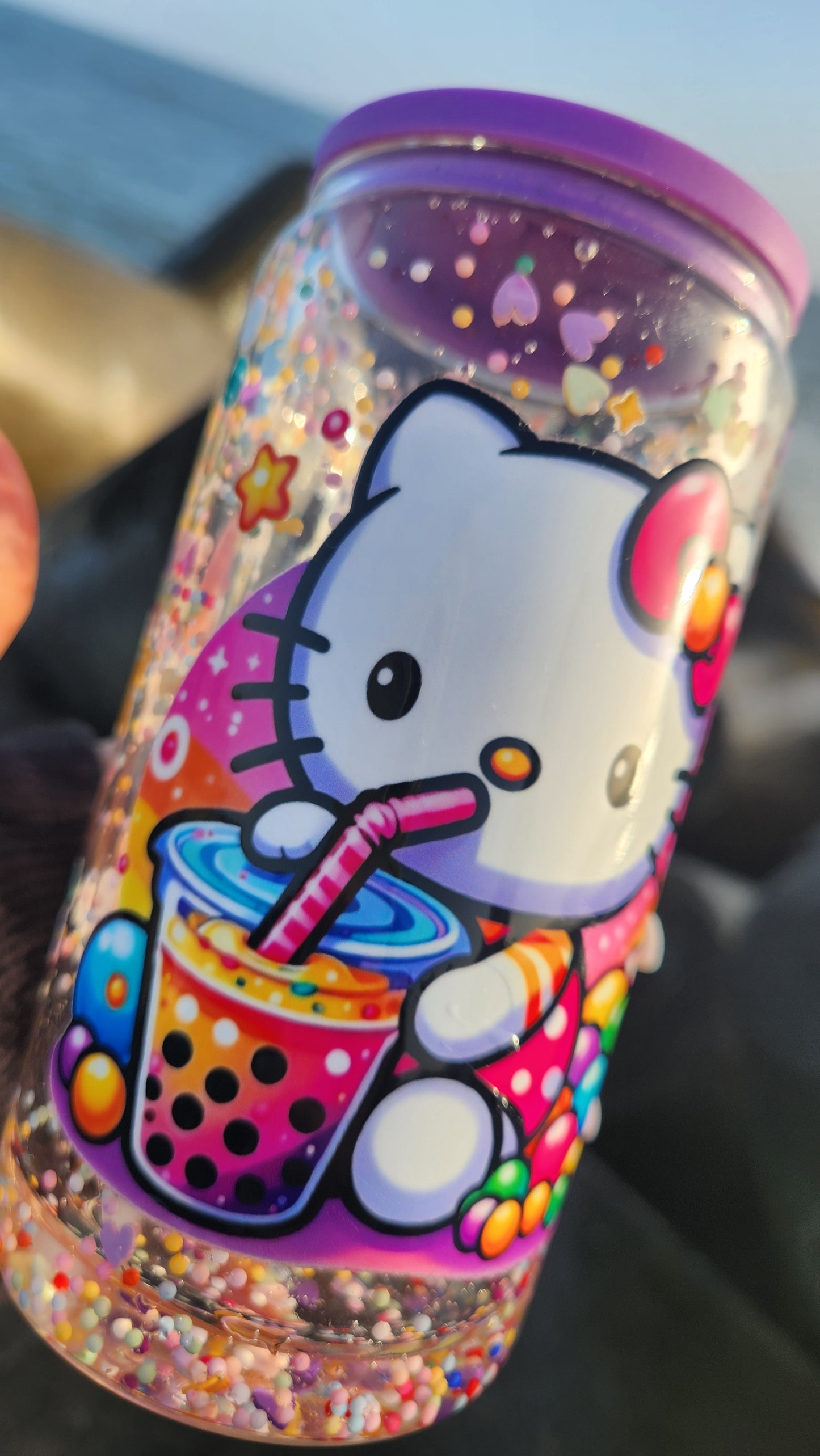 Boba Hello Kitty 16oz Snowglobe Tumbler - Ready To Ship.