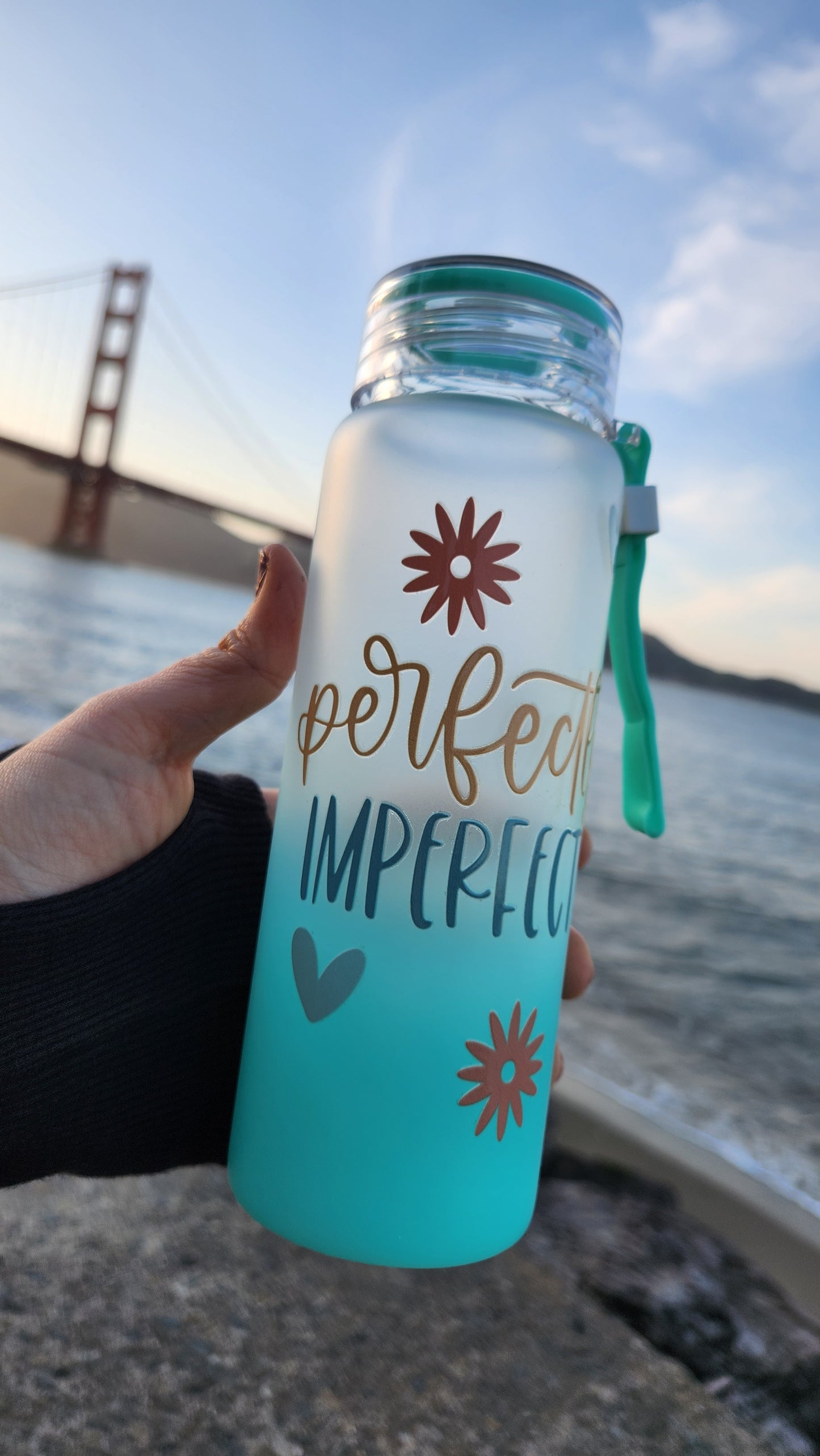 17oz Tall Glass Gradient Tumbler - Mental Health Affirmation - Perfectly Imperfect -Ready to Ship