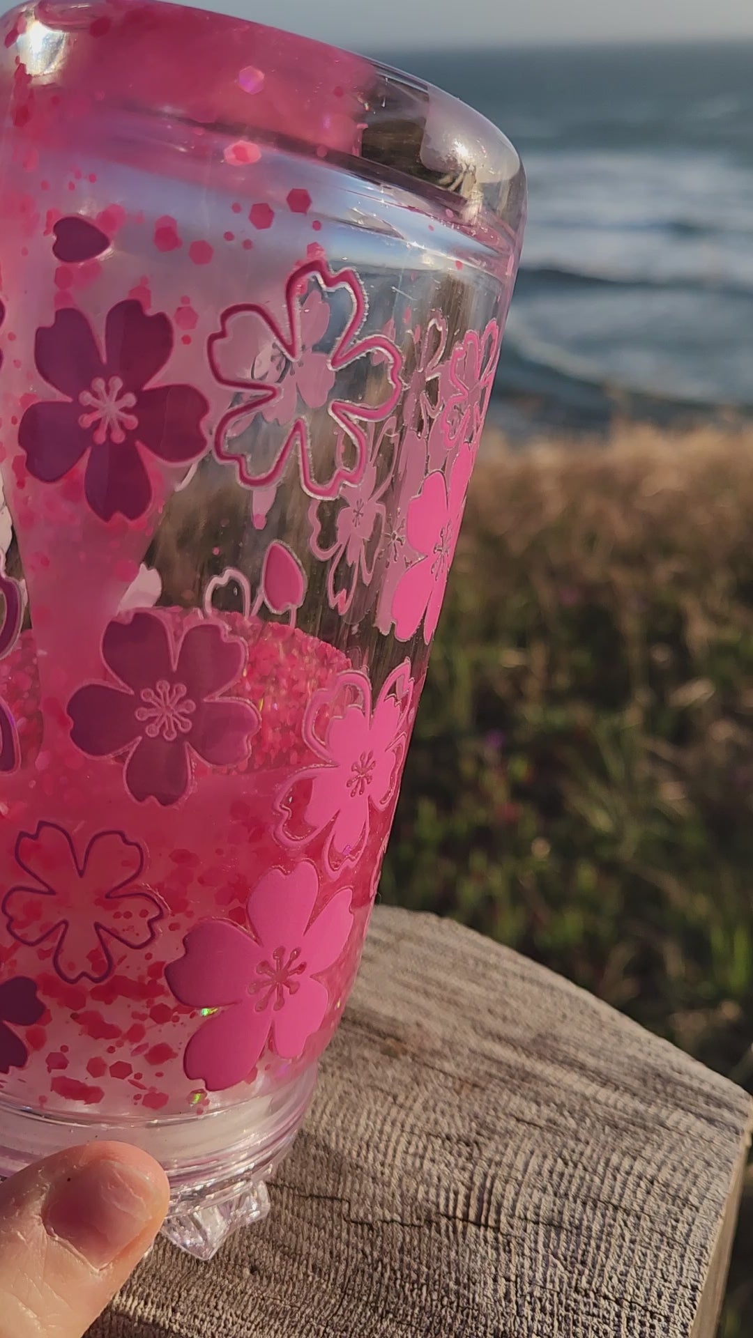 16oz Acrylic Tumbler - Cherry Blossom Lava Flow - Ready to Ship