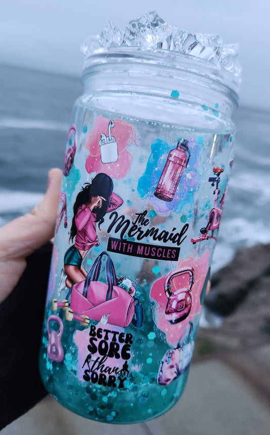 16oz Acrylic Gym Diva Teal and Pink Lava Flow Tumbler - Ready to Ship