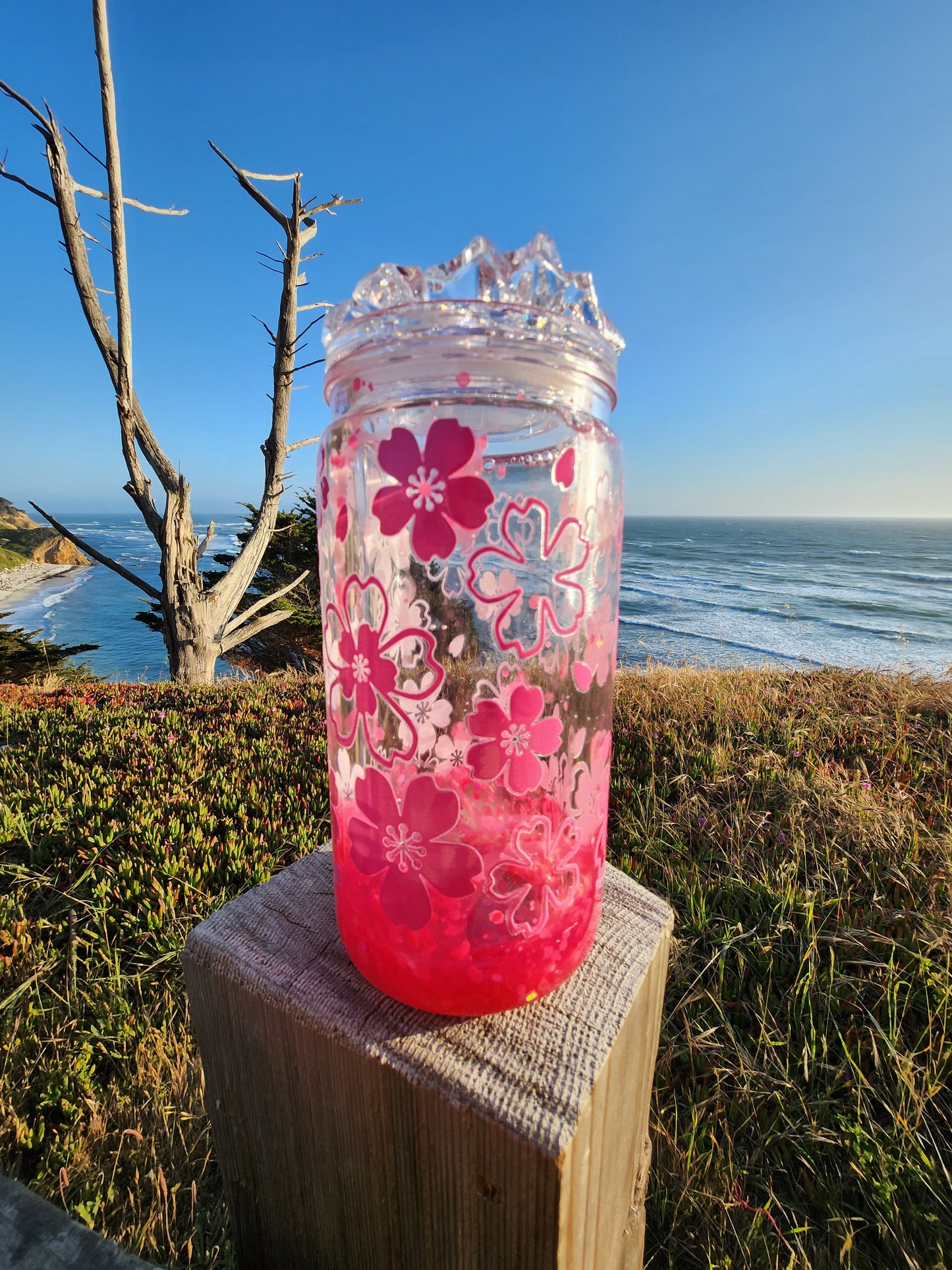 16oz Acrylic Tumbler - Cherry Blossom Lava Flow - Ready to Ship