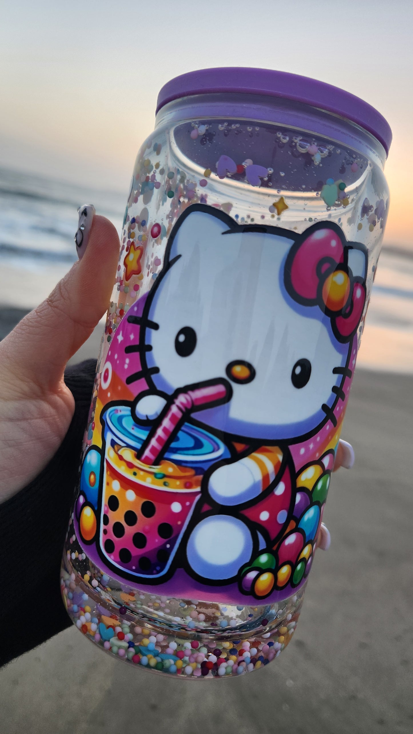Boba Hello Kitty 16oz Snowglobe Tumbler - Ready To Ship.