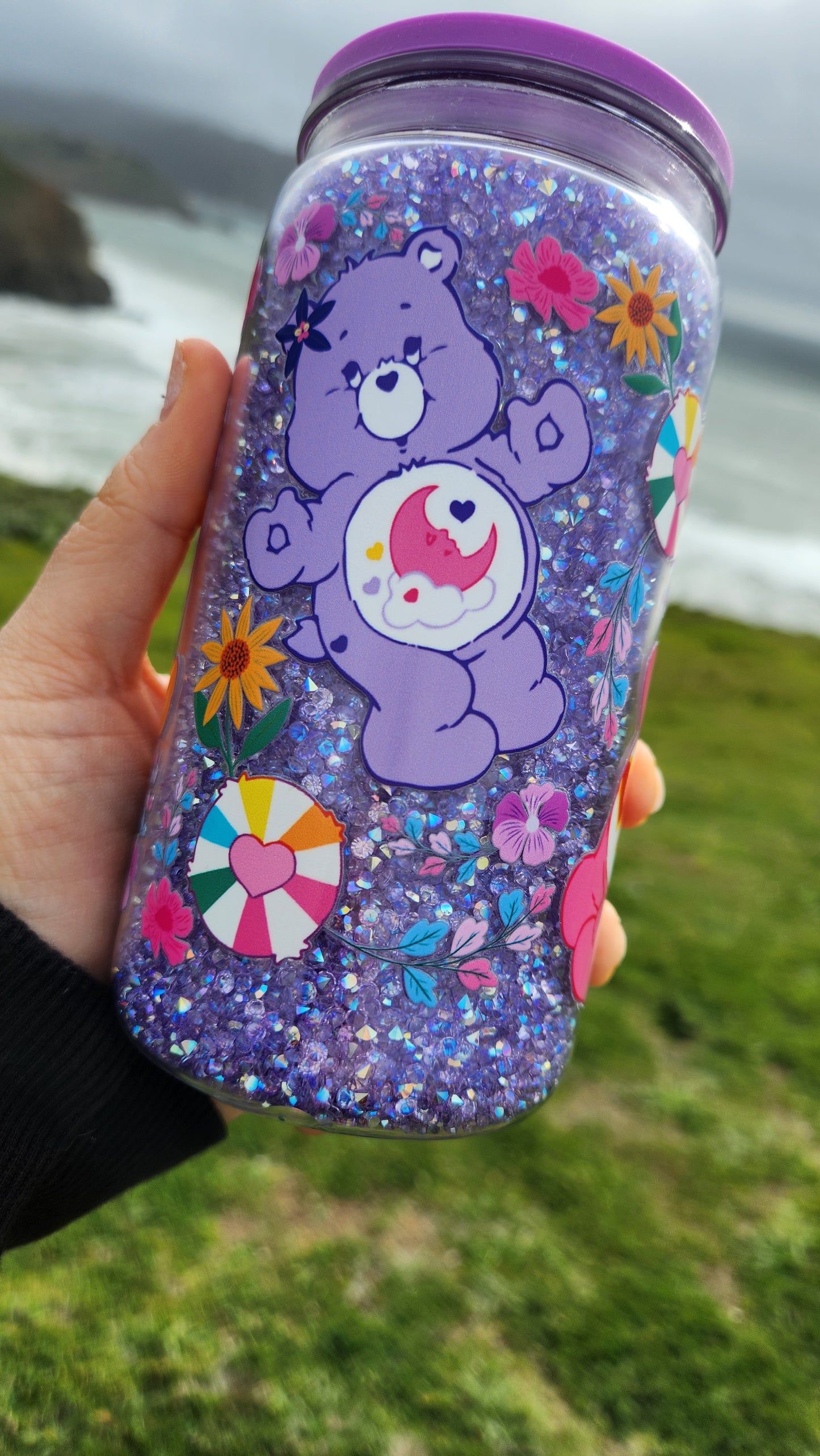 16oz Acrylic Snowglobe Tumbler - Crystal Flow - Care Bears - Ready to Ship