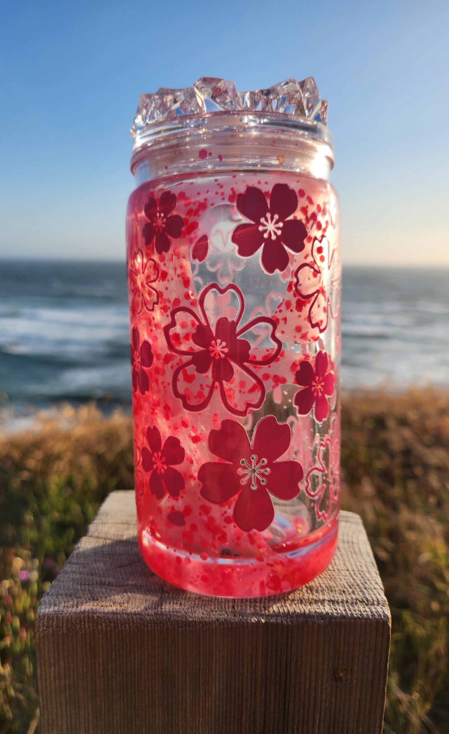 16oz Acrylic Tumbler - Cherry Blossom Lava Flow - Ready to Ship