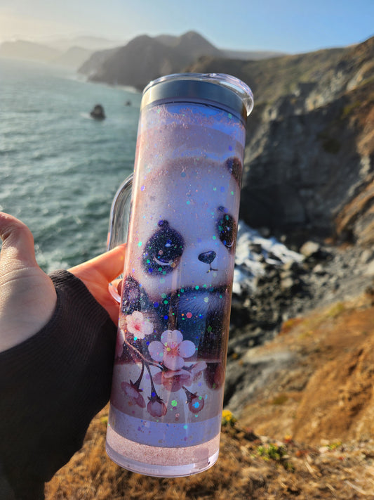 20oz Sublimation Stainless Steel Snowglobe w/handle - Panda Dreams