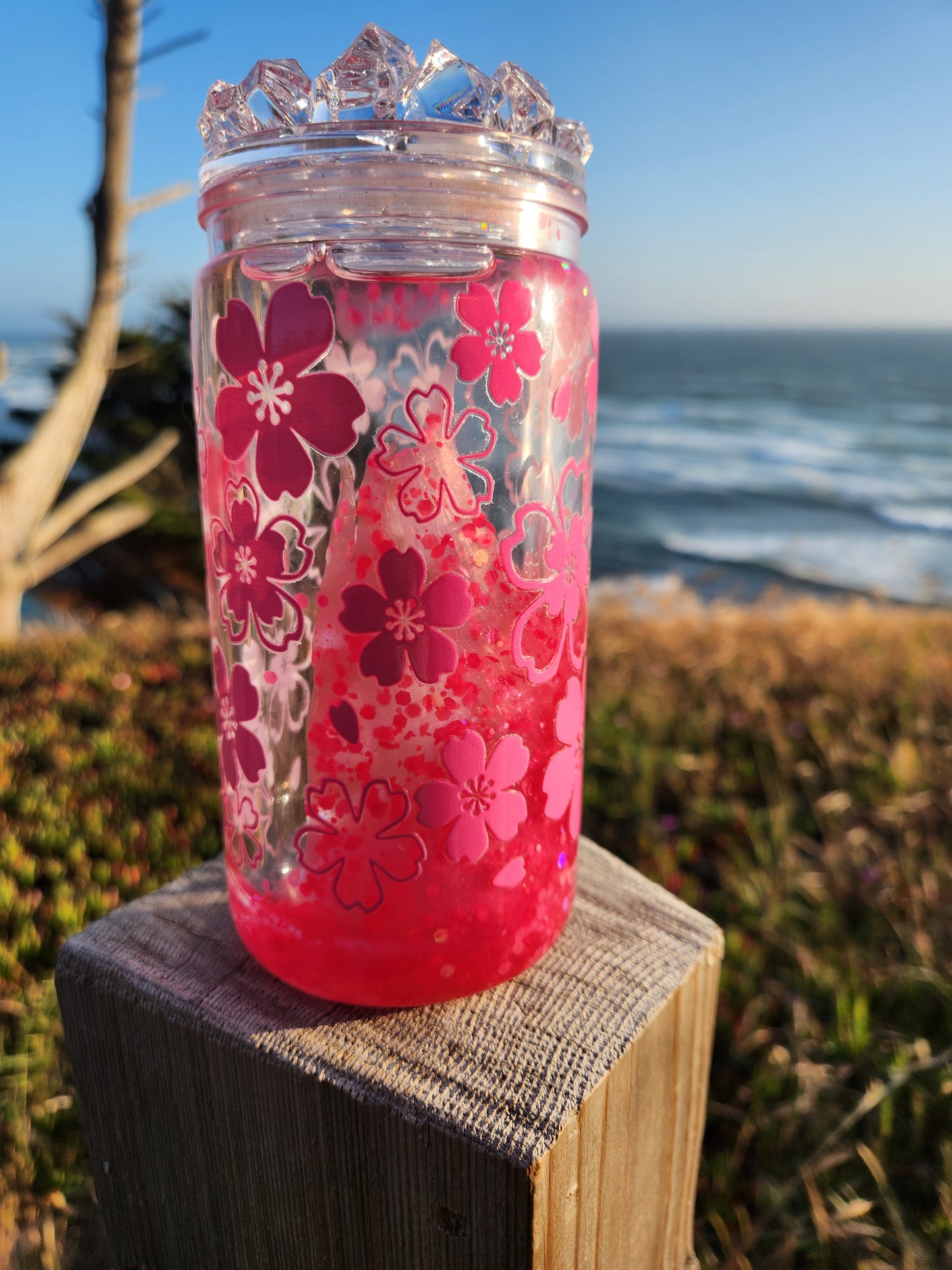 16oz Acrylic Tumbler - Cherry Blossom Lava Flow - Ready to Ship